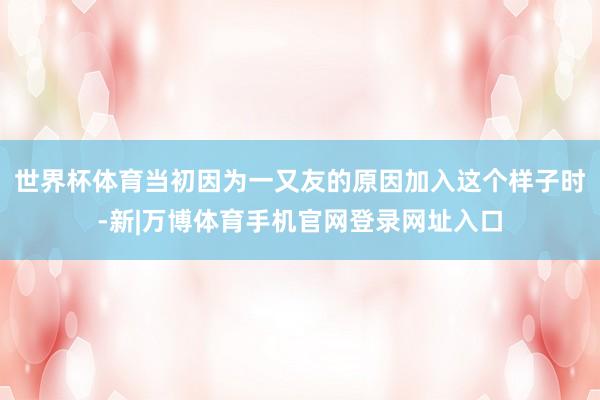 世界杯体育当初因为一又友的原因加入这个样子时-新|万博体育手机官网登录网址入口